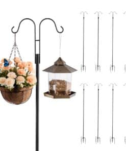 VEVOR 8-Pack Double Shepherd Hooks 2345mm Steel Garden Poles for Bird Feeders