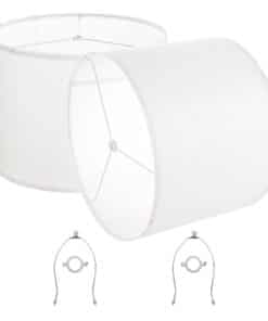 VEVOR Set of 2 Off-White Drum Lamp Shades 40x40x30 cm with Harp – Linen & PVC