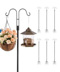 VEVOR 8-Pack 195 cm Heavy-Duty Double Shepherd's Hooks – Rust-Resistant Garden Poles for Bird Feeders & Hanging Plants