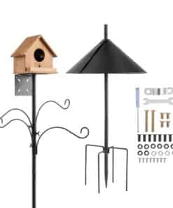 VEVOR 237 cm Bird Feeding Station with 4 Hooks – Rust-Resistant Steel Pole for Bird Feeders