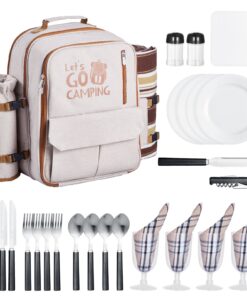VEVOR Picnic Backpack for 4 with Cooler Compartment