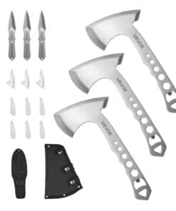 VEVOR 6-Piece Throwing Axe Set – 3 Stainless Steel Hatchets + 3 Tomahawks with Bottle Opener