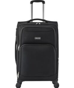 VEVOR 69.5cm Softside Expandable Checked Luggage with Spinner Wheels & TSA Lock - Black Travel Suitcase