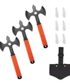 VEVOR 3-Pack 340 mm Triple Edge Stainless Steel Throwing Axes Set with Sheath – Balanced Tomahawks for Outdoor Fun