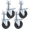 VEVOR 125mm Rubber Swivel Caster Wheels with Dual Locking
