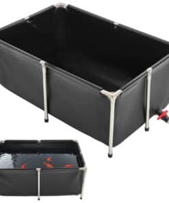 VEVOR 480L Above-Ground Rectangular PVC Fish Pond with Steel Frame for Koi & Aquatic Life