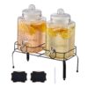 VEVOR 11L Dual Glass Beverage Dispenser with Stand and Chalkboards