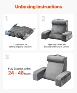 3 Storage Pockets & Soft Fleece Cover – Backrest Support Cushion