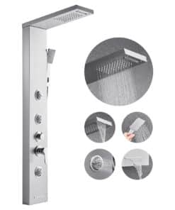 VEVOR Stainless Steel 5-in-1 Shower Panel Tower with Rainfall