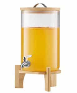 VEVOR 8L Glass Drink Dispenser with Bamboo Stand & No-Drip Spigot – Ideal for Juice