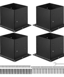 VEVOR 4-Pack Steel Post Base Brackets for 90x90 mm Wood Posts