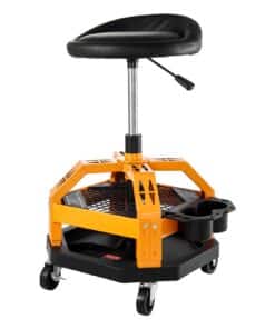 VEVOR Adjustable Rolling Garage Stool with Backrest