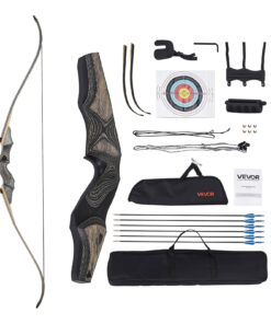 VEVOR 152cm Wooden Takedown Recurve Bow Kit – 20kg Draw Weight with Arrows & Accessories for Hunting & Target Practice