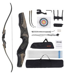 VEVOR 152cm Wooden Takedown Recurve Bow Kit – 16kg Draw Weight
