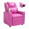 VEVOR Pink PU Leather Kids Recliner Chair with Adjustable Backrest