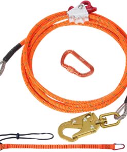 VEVOR 16mm Steel Core Arborist Flipline 3.6m with Carabiner & Rope Grab - Tree Climbing Fall Protection Lanyard