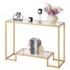 VEVOR 2 Tier Tempered Glass Console Table