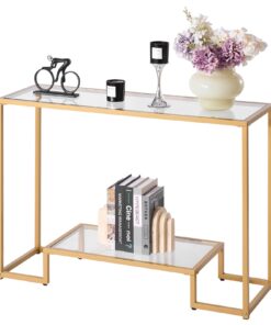 VEVOR 2-Tier Tempered Glass Console Table