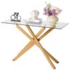 VEVOR Rectangular Glass Side Table with 8mm Tempered Glass Top  Iron Cross Legs  Sturdy Console Table for Living Room