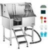 VEVOR 965 cm Stainless Steel Dog Grooming Bath Tub with Stairs