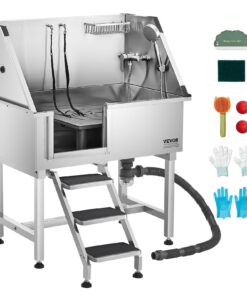 Ванна для догляду за собаками VEVOR 96,5 см з нержавіючої сталі зі сходами