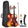 VEVOR 44 Full Size Handcrafted Solid Wood Violin Set with Tuner  Accessories for Beginners