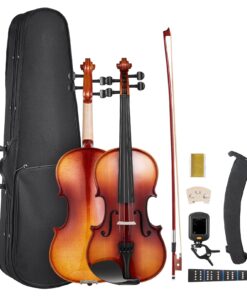 VEVOR 4/4 Full Size Handcrafted Solid Wood Violin Set with Tuner & Accessories for Beginners
