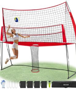VEVOR Portable 2-in-1 Volleyball Training Net with Adjustable Height (2–2.4m)