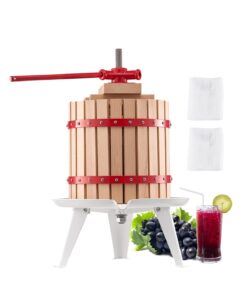 VEVOR 12L Manual Fruit Wine Press with Beechwood Basket & Filter Bags – Juice Extractor for Wine