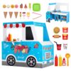 Игровой Набор VEVOR Wooden Ice Cream Truck с 25 Аксессуарами, Подставкой для Притворных Игр для Детей 37 лет