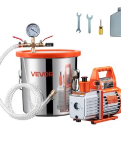 VEVOR 110L/min Single Stage Vacuum Pump with 11.36L Stainless Steel Degassing Chamber for Resin