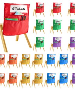 VEVOR 24-Pack Chairback Organizers for Classrooms – 6 Color Storage Pockets with Name Tags
