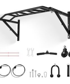 VEVOR Multi-Grip Wall Mounted Pull-Up Bar with Pulley System