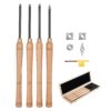 VEVOR 4 Piece Wood Lathe Chisel Set with HSS Carbide Blades and Storage Box  Ideal for Wood Turning and Detailing