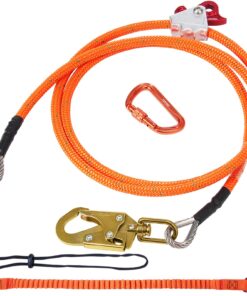 VEVOR 12.7mm Steel Core Flipline 3m with Carabiner & Rope Grab - Arborist Fall Protection Lanyard
