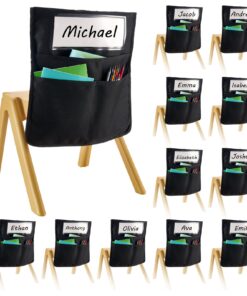 VEVOR 12-Pack Black Chair Pockets for Classroom Use – Fits 38–41 cm Chair Backs