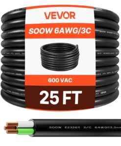 VEVOR 7.62m 6AWG Heavy-Duty Power Extension Cord – 600V Copper Wire