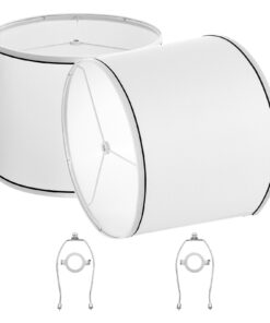 VEVOR Set of 2 White Linen Lamp Shades 290x320x245 mm with Harp for E27 Table & Floor Lamps