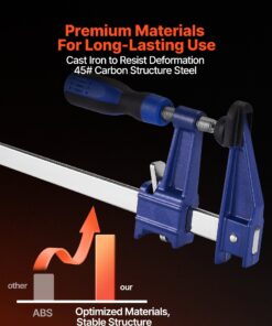 Lockable Cast Iron F-Clamps with 600lbs Load Capacity