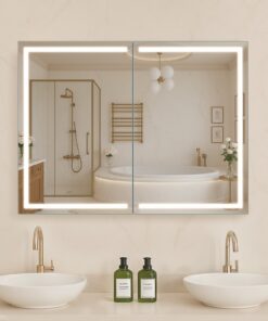 VEVOR 60x80 cm Wall-Mounted LED Medicine Cabinet with HD Mirror
