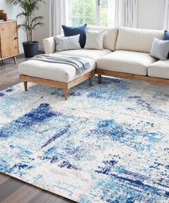 Soft Modern Blue Floor Mat with TPR Backing