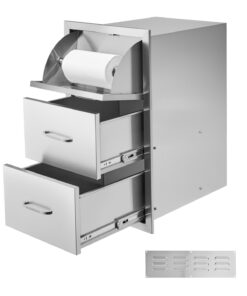 VEVOR Outdoor Kitchen Triple Drawer Cabinet with Paper Towel Holder
