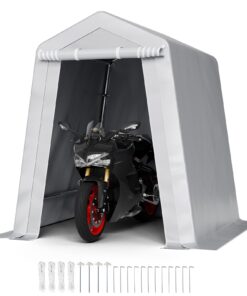 VEVOR 1.8x1.8 m Outdoor Waterproof Storage Shelter with PE Canopy & Zipper Door for Tools