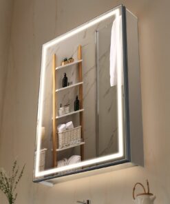 VEVOR 50x70 cm LED Bathroom Mirror Cabinet with Anti-Fog