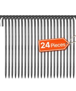 VEVOR 40cm 24-Pack Heavy-Duty Galvanized Steel J Hook Rebar Ground Anchors for Fences