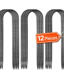 VEVOR 25cm Rebar Stakes 12-Pack – Heavy-Duty U-Shaped Galvanized Steel Ground Anchors with Chiseled Tips for Outdoor Use