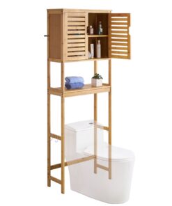 VEVOR Bamboo Over-the-Toilet Storage Cabinet 175 cm Tall with Adjustable Shelves