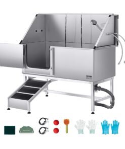VEVOR 157.5 cm Stainless Steel Dog Grooming Bath Tub with Ramp