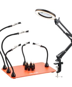 VEVOR 3X LED Magnifying Soldering Station with 5 Flexible Arms & Magnetic Base – Adjustable Light for Electronics & Crafts