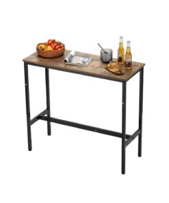 VEVOR Modern Bar Table – 99x41x90 cm Pub Height Cocktail Table with Metal Frame & Wood Top for Home